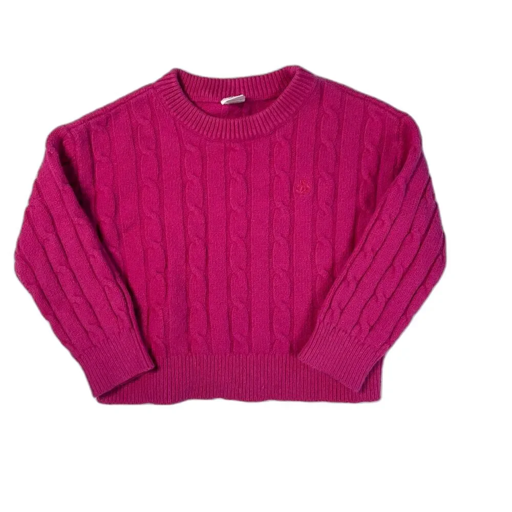 Baby Gap Pink Cable Knit Crewneck Sweater Toddler Size 3 YearsFuchsia Magenta